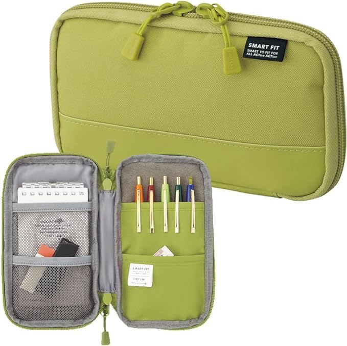LIHIT LAB Compact Pen Case (Pencil Case), Water & Stain Repellent,3.5" x 6.5'', Green (A7687-6) - Image 2